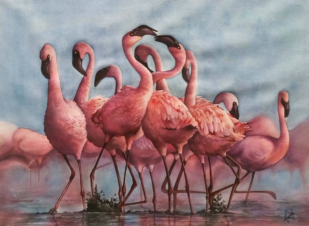Arte de flamingos 